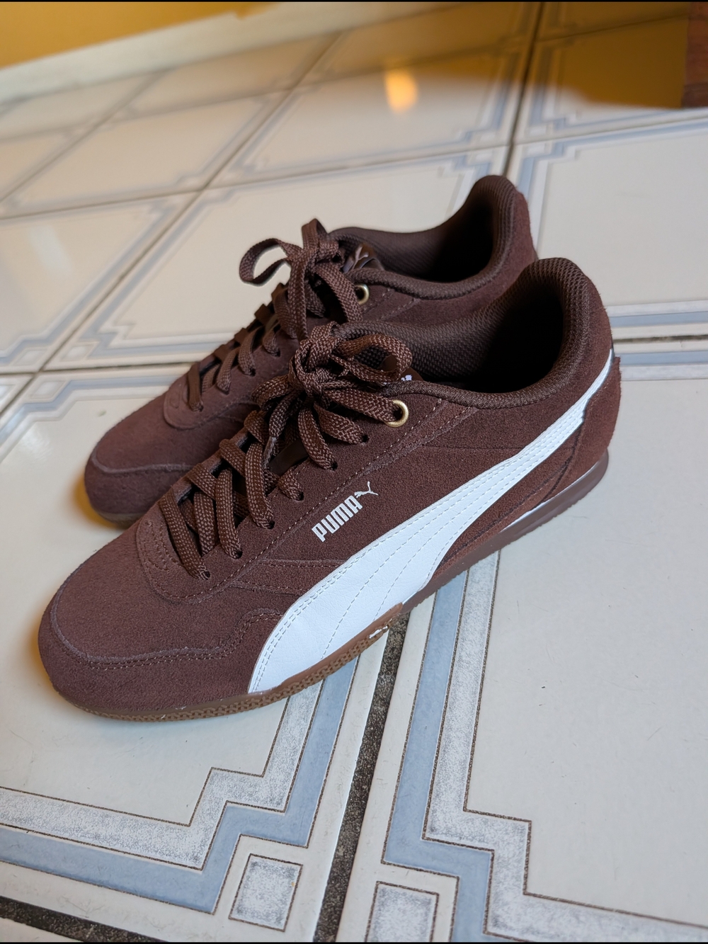 Puma Brown and White Women's Sneakers